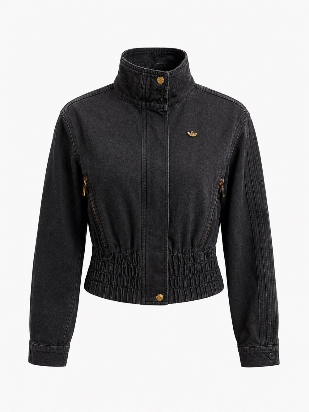 ADIDAS ORIGINALS CROPPED BOMBER JACKET – BLACK WASHED